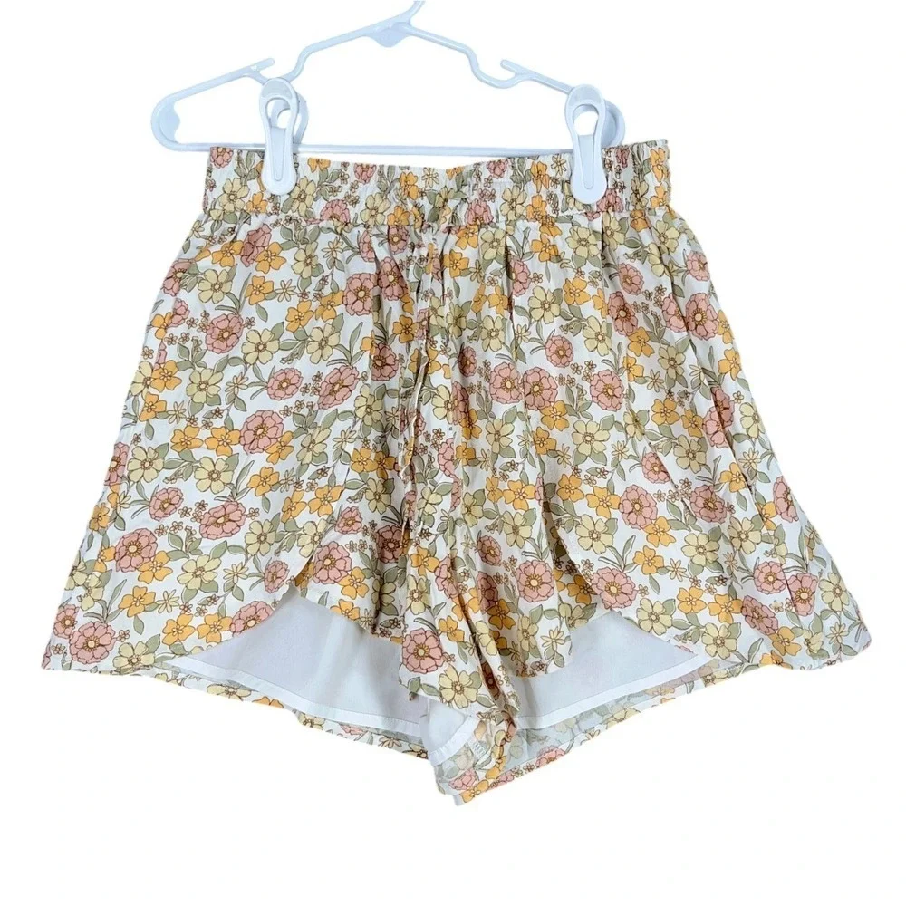 Hollister Ultra High Rise Floral Shorts Flowy Boho Festival Yellow XXS‎ Womens